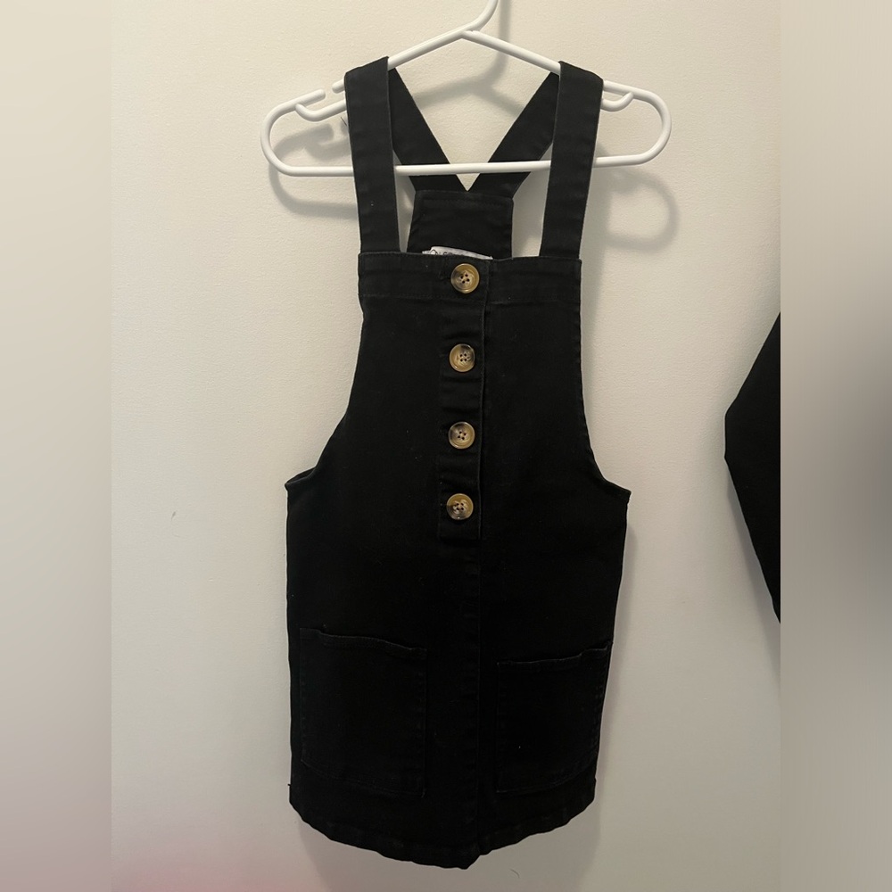 Black denim overall dress